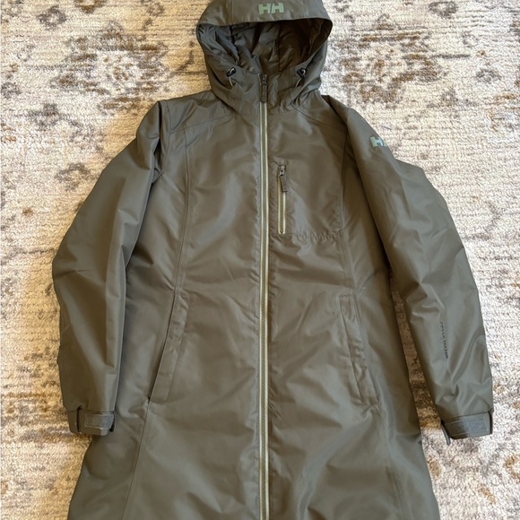 Helly Hansen Belfast Coat Olive Green Medium EUC - Picture 4 of 7